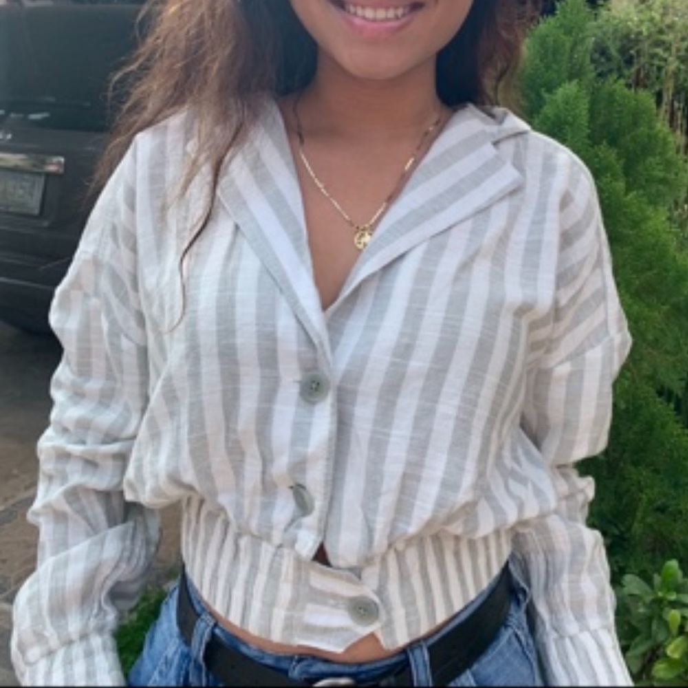 Stripped baggy long sleeve top